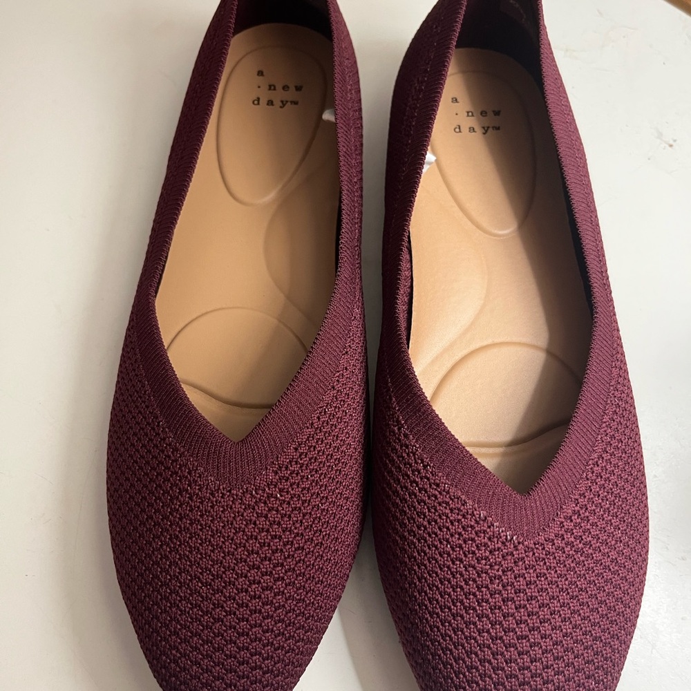 A New Day Women's Maroon Knit Flats